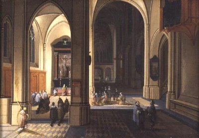 Interno di una chiesa gotica da Pieter the Elder Neeffs